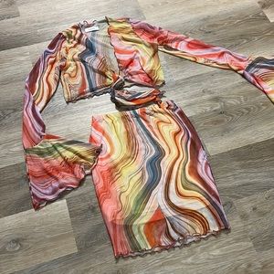 Multi colored skirt set